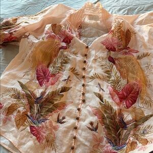 Zimmermann Pink Floral Sheer Top